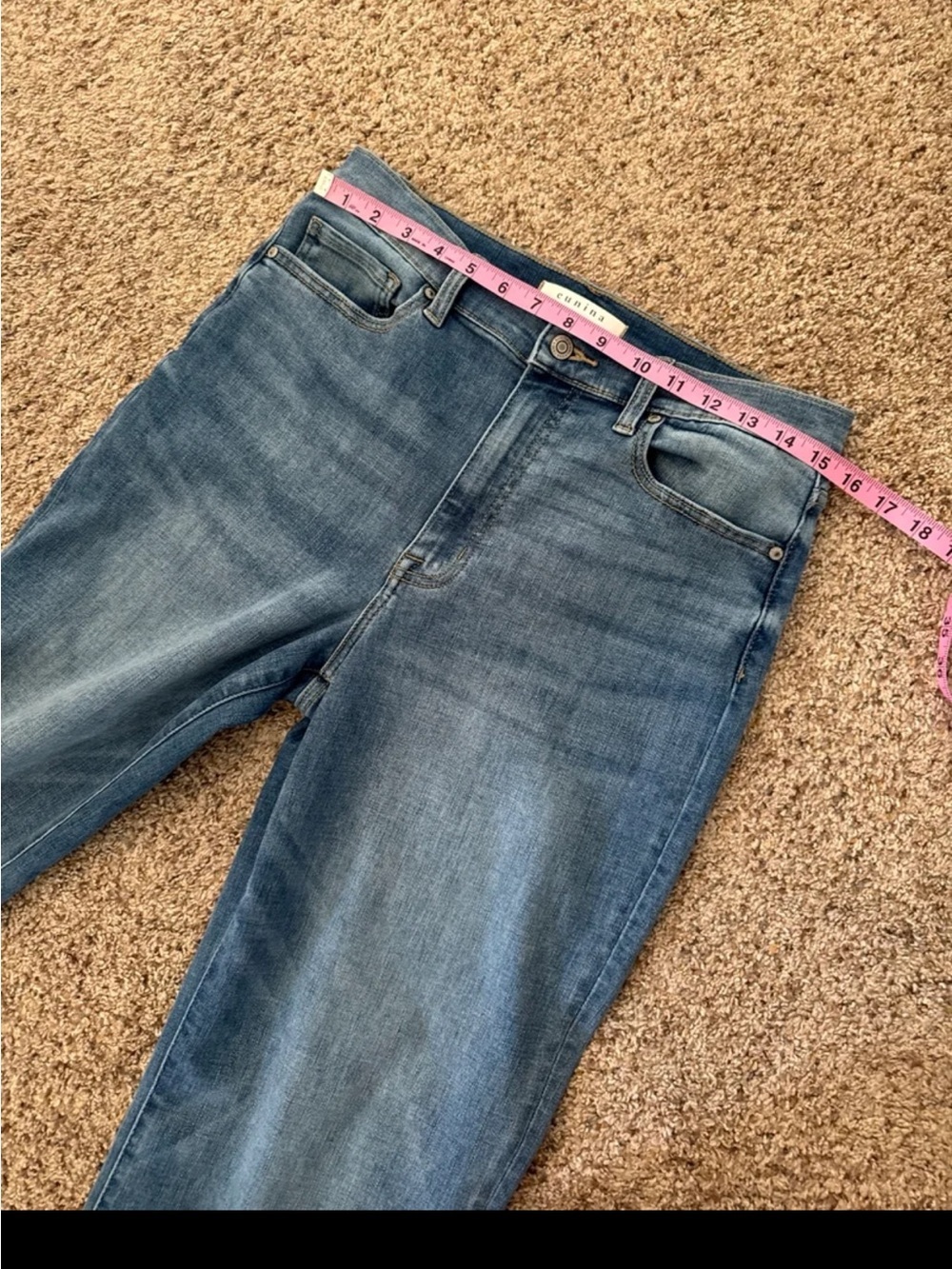 Eunina Dawn super high rise wide leg cropped jeans in Medium Wash size 11/30 - Picture 11 of 12